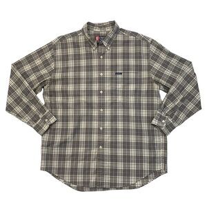 Chaps Ralph Lauren Plaid Button Down Shirt Mens L Large Cotton Blend Long Sleeve